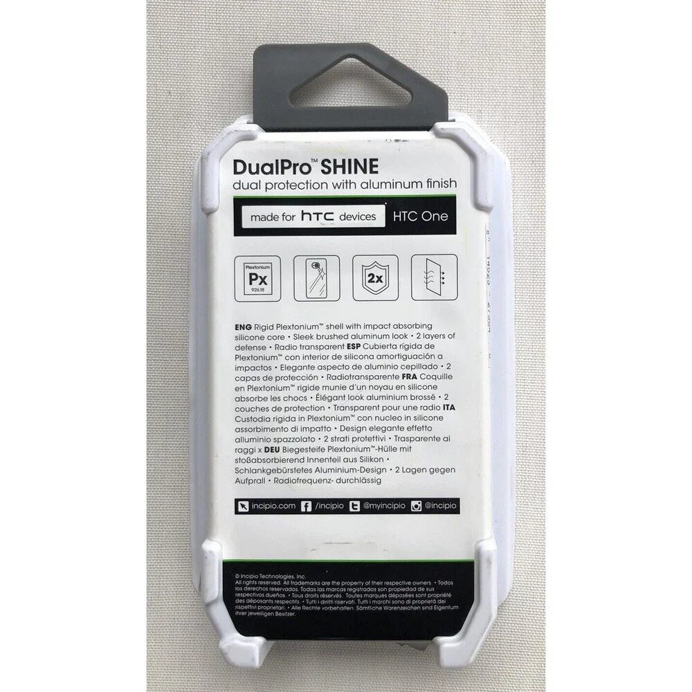 Incipio DualPro Silver Shine Aluminium Case for HTC One Cell Phones NEW Boxed